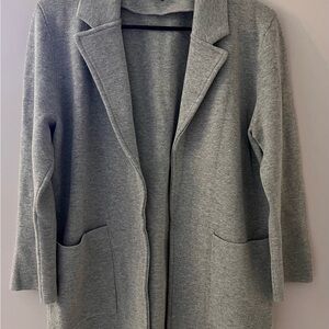 Stylish Gray Open Front Coat